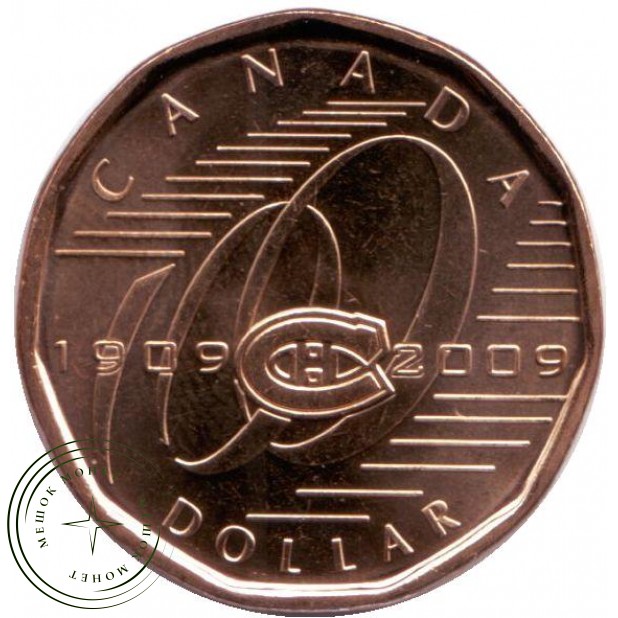 Канада 1 доллар 2009 100 лет хоккейного клуба Монреаль Канадиенс