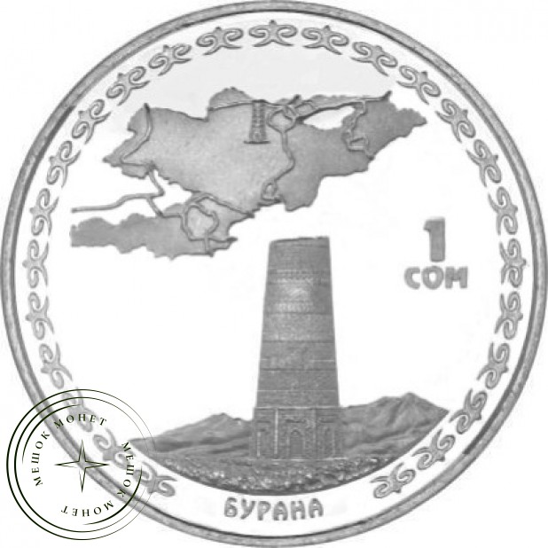 Киргизия 1 сом Башня Бурана