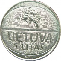 Монета Литва 1 лит 2011 37-й чемпионат Европы по баскетболу
