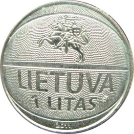 Монета Литва 1 лит 2011 37-й чемпионат Европы по баскетболу