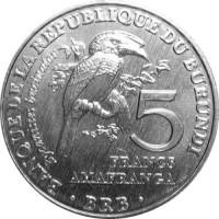 Монета Бурунди 5 франков 2014 Калао-трубач