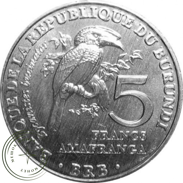 Бурунди 5 франков 2014 Калао-трубач