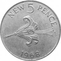 Остров Гернси 5 пенсов 1968