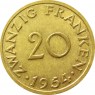 Саарленд (Германия) 20 франков 1954