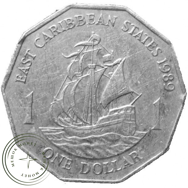 Карибы 1 доллар 1989