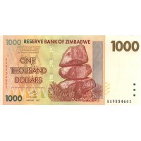 Зимбабве 1000 долларов 2007