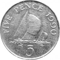 Остров Гернси 5 пенсов 1990
