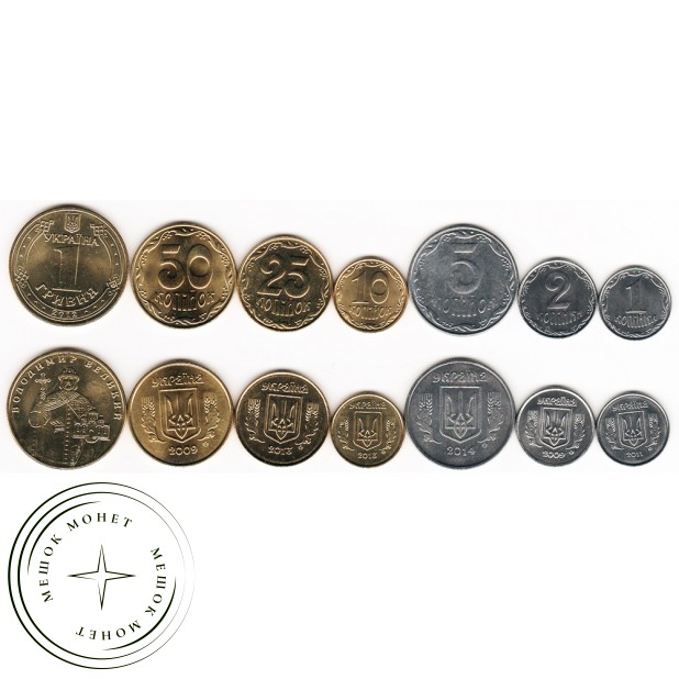 Украина набор из 7 разменных монет 1997-2015