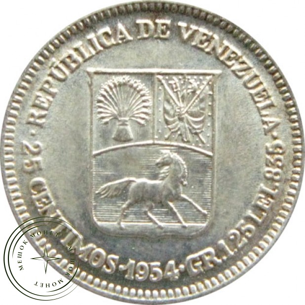 Венесуэла 25 сентимо 1954