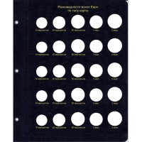 Лист для монет Евро разновидности по типу карты в Альбом КоллекционерЪ