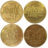 Набор из 4-х позолоченных монет 25 рублей Сочи 2014