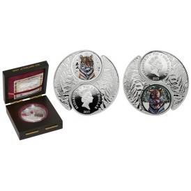 Монета Фиджи 1 доллар 2010 Сибирский и Бенгальский тигры