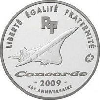 Монета Франция 10 евро 2009 40 лет Конкорду