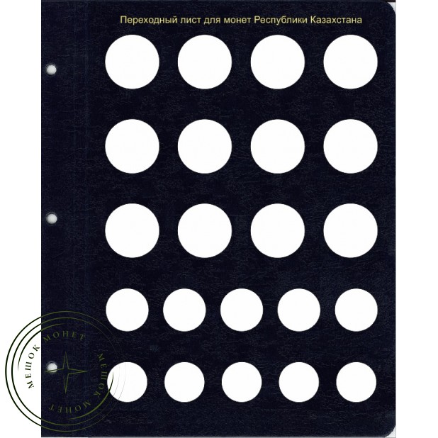 Переходный лист для монет Республики Казахстана с не подписанными ячейками в Альбом КоллекционерЪ
