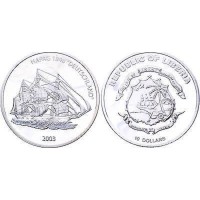Монета Либерия 10 долларов 2003 Парусный корабль: DEUTSCHLAND