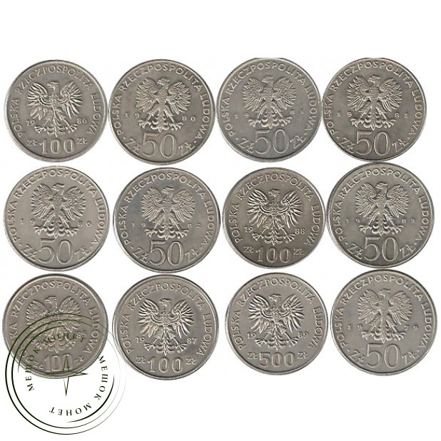 Набор монет из 12 монет Польши 1979-1989 год Польские короли