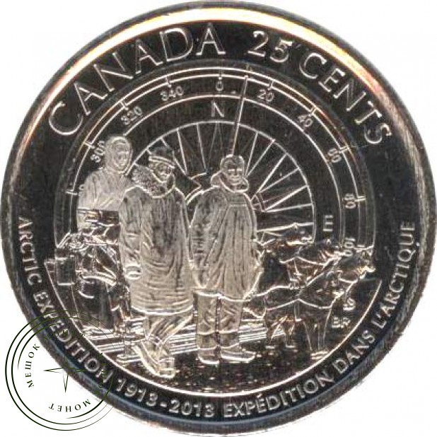 Канада 25 центов 2013 Арктическая экспедиция (матовая)