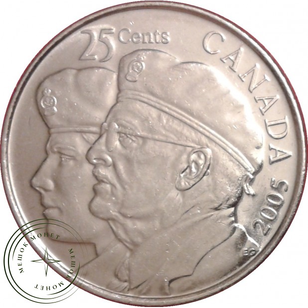 Канада 25 центов 2005 Ветераны