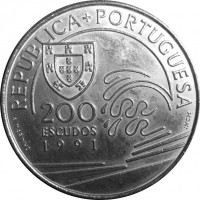 Монета Португалия 200 эскудо 1991