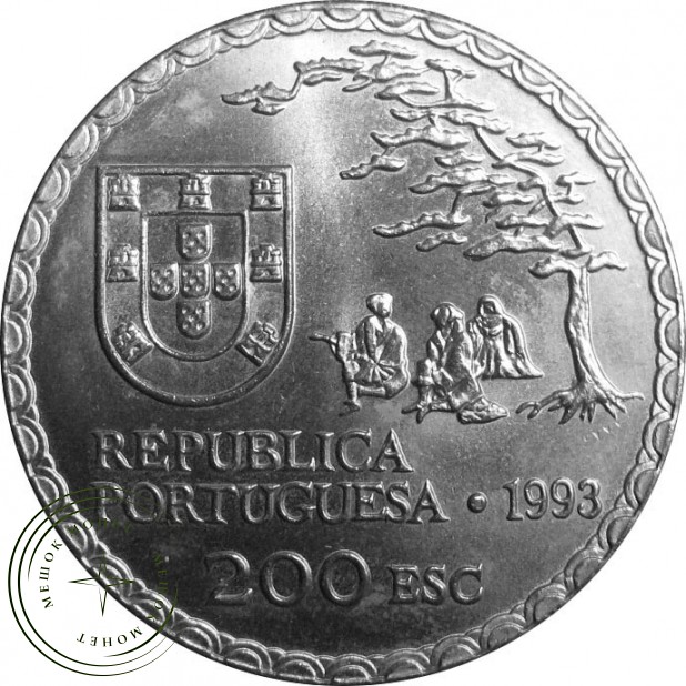 Португалия 200 эскудо 1993 450 лет искусству намбан - 29693159