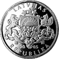 Латвия 1 лат 2005 Петух