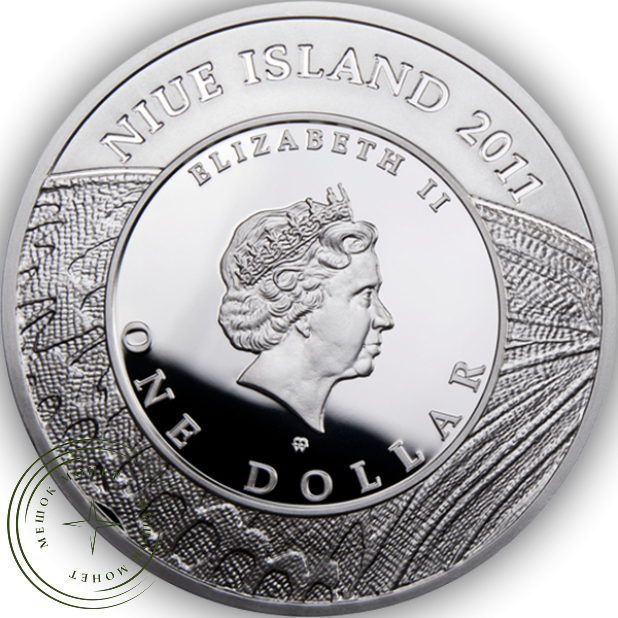 Острова Ниуэ 1 доллар 2011 Бабочка Голубянка Аринон