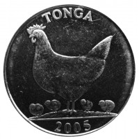 Монета Тонга 5 сенити 2005