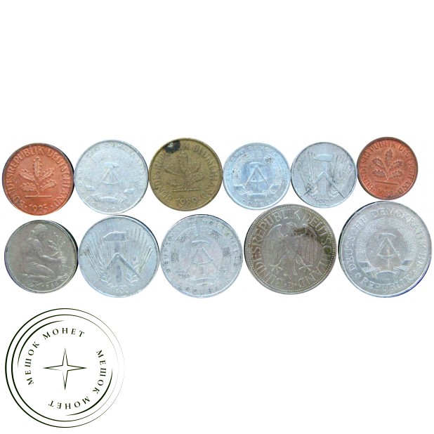 Набор монет Германии-ГДР-ФРГ (11 монет)