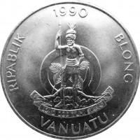 Монета Вануату 50 вату 1990