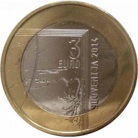 Монета Словения 3 евро 2014 Янеш Пухар