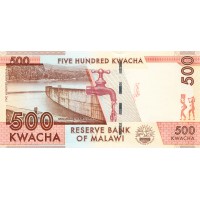 Банкнота Малави 500 квача 2012 Замещение Серия ZA