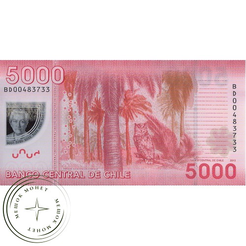 Чили 5000 песо 2012