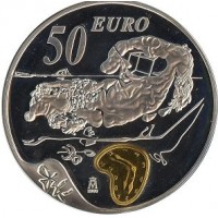 Монета Испания 50 евро 2004 Сальвадор Дали