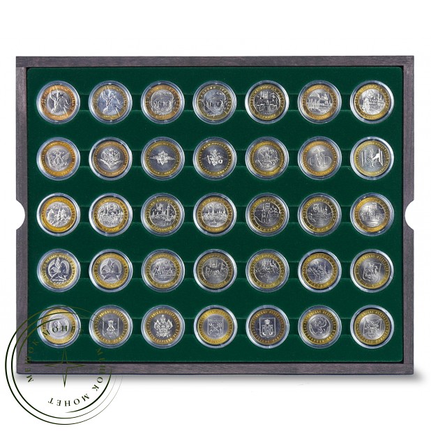 Коллекция биметаллических монет 10 рублей 2000-2023 Люкс в деревянном футляре