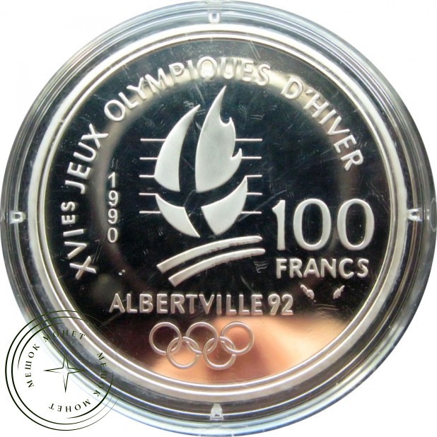 Франция 100 франков 1990 Конькобежный спорт