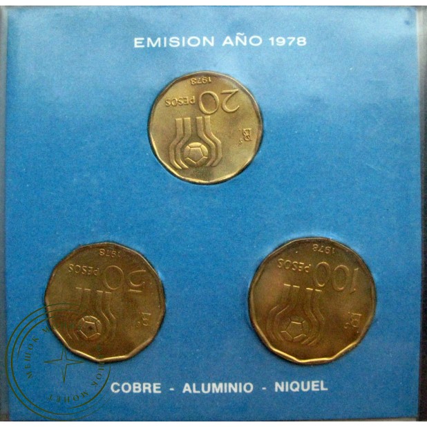 Набор монет Аргентины (3 монеты) Футбол