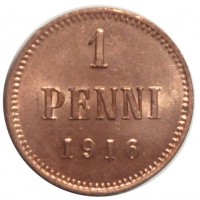 Монета 1 пенни 1916