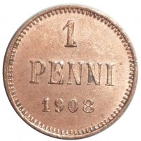 Монета 1 пенни 1908