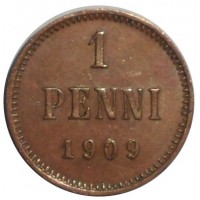 Монета 1 пенни 1909