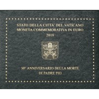 Монета Ватикан 2 евро 2018 50 лет со дня смерти падре Пио