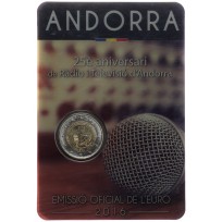 Монета Андорра 2 евро 2016 25 лет радио- и телевещания в Андорре (Буклет)