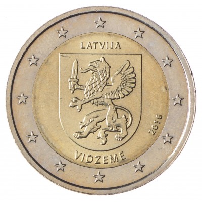 Монета Латвия 2 евро 2016 Видземе