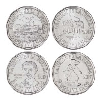 Боливия Набор монет 2 боливиано 2017 Тихоокеанская война (4 штуки)