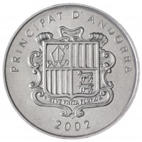 Монета Андорра 1 сантим 2002 Пиренейская серна