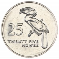 Монета Замбия 25 нгве 1992