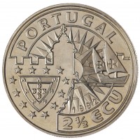 Португалия 2 1/2 экю 1992 Европа и Новый Свет - Жуан II