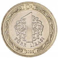 Турция 1 лира 2022 Мост Чанаккале 1915 года