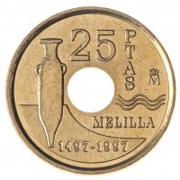 Монета Испания 25 песет 1997 Мелилья