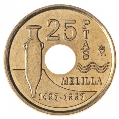 Монета Испания 25 песет 1997 Мелилья