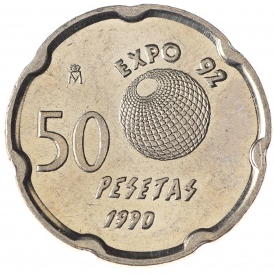 Монета Испания 50 песет 1990 Expo '92